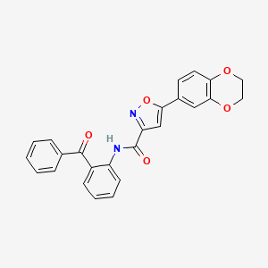 molecular formula C25H18N2O5 B11363047 5-(2,3-dihydro-1,4-benzodioxin-6-yl)-N-[2-(phenylcarbonyl)phenyl]-1,2-oxazole-3-carboxamide 