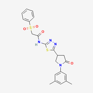 N-{5-[1-(3,5-dimethylphenyl)-5-oxopyrrolidin-3-yl]-1,3,4-thiadiazol-2-yl}-2-(phenylsulfonyl)acetamide