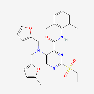 N-(2,6-dimethylphenyl)-2-(ethylsulfonyl)-5-{(furan-2-ylmethyl)[(5-methylfuran-2-yl)methyl]amino}pyrimidine-4-carboxamide