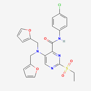 molecular formula C23H21ClN4O5S B11363103 5-[bis(furan-2-ylmethyl)amino]-N-(4-chlorophenyl)-2-(ethylsulfonyl)pyrimidine-4-carboxamide 