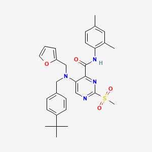 molecular formula C30H34N4O4S B11363127 5-[(4-tert-butylbenzyl)(furan-2-ylmethyl)amino]-N-(2,4-dimethylphenyl)-2-(methylsulfonyl)pyrimidine-4-carboxamide 