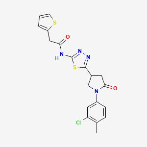 molecular formula C19H17ClN4O2S2 B11363204 N-{5-[1-(3-chloro-4-methylphenyl)-5-oxopyrrolidin-3-yl]-1,3,4-thiadiazol-2-yl}-2-(thiophen-2-yl)acetamide 