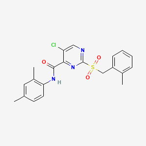 molecular formula C21H20ClN3O3S B11363230 5-chloro-N-(2,4-dimethylphenyl)-2-[(2-methylbenzyl)sulfonyl]pyrimidine-4-carboxamide 