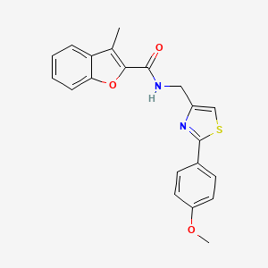 molecular formula C21H18N2O3S B11363254 N-{[2-(4-methoxyphenyl)-1,3-thiazol-4-yl]methyl}-3-methyl-1-benzofuran-2-carboxamide 