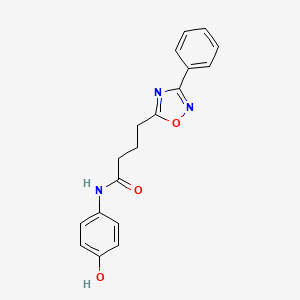 molecular formula C18H17N3O3 B11363307 N-(4-hydroxyphenyl)-4-(3-phenyl-1,2,4-oxadiazol-5-yl)butanamide 