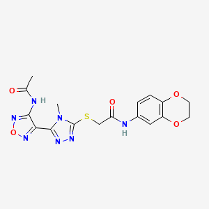 2-({5-[4-(acetylamino)-1,2,5-oxadiazol-3-yl]-4-methyl-4H-1,2,4-triazol-3-yl}sulfanyl)-N-(2,3-dihydro-1,4-benzodioxin-6-yl)acetamide