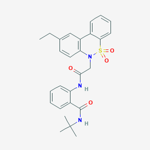 N-tert-butyl-2-{[(9-ethyl-5,5-dioxido-6H-dibenzo[c,e][1,2]thiazin-6-yl)acetyl]amino}benzamide