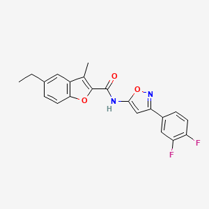 molecular formula C21H16F2N2O3 B11363319 N-[3-(3,4-difluorophenyl)-1,2-oxazol-5-yl]-5-ethyl-3-methyl-1-benzofuran-2-carboxamide 