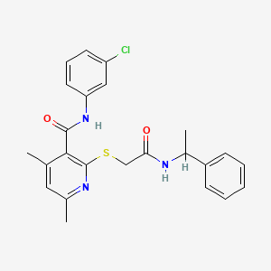 molecular formula C24H24ClN3O2S B11363333 N-(3-chlorophenyl)-4,6-dimethyl-2-({2-oxo-2-[(1-phenylethyl)amino]ethyl}sulfanyl)pyridine-3-carboxamide 