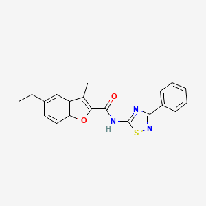 molecular formula C20H17N3O2S B11363340 5-ethyl-3-methyl-N-(3-phenyl-1,2,4-thiadiazol-5-yl)-1-benzofuran-2-carboxamide 