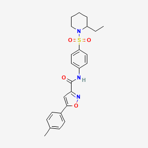 molecular formula C24H27N3O4S B11363364 N-{4-[(2-ethylpiperidin-1-yl)sulfonyl]phenyl}-5-(4-methylphenyl)-1,2-oxazole-3-carboxamide 