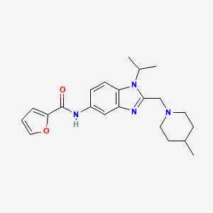 molecular formula C22H28N4O2 B11363366 N-{2-[(4-methylpiperidin-1-yl)methyl]-1-(propan-2-yl)-1H-benzimidazol-5-yl}furan-2-carboxamide 