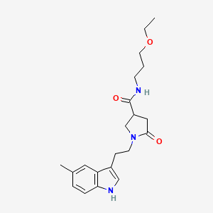 molecular formula C21H29N3O3 B11363421 N-(3-ethoxypropyl)-1-[2-(5-methyl-1H-indol-3-yl)ethyl]-5-oxopyrrolidine-3-carboxamide 