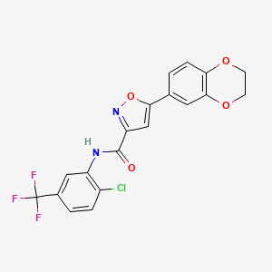 molecular formula C19H12ClF3N2O4 B11363481 N-[2-chloro-5-(trifluoromethyl)phenyl]-5-(2,3-dihydro-1,4-benzodioxin-6-yl)-1,2-oxazole-3-carboxamide 