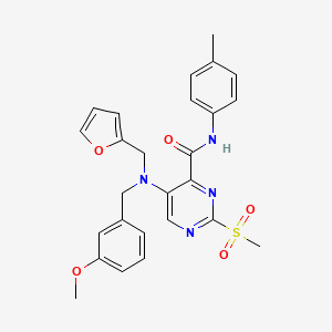 molecular formula C26H26N4O5S B11363495 5-[(furan-2-ylmethyl)(3-methoxybenzyl)amino]-N-(4-methylphenyl)-2-(methylsulfonyl)pyrimidine-4-carboxamide 