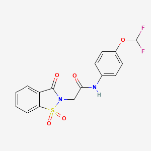 molecular formula C16H12F2N2O5S B11363567 N-[4-(difluoromethoxy)phenyl]-2-(1,1-dioxido-3-oxo-1,2-benzothiazol-2(3H)-yl)acetamide 