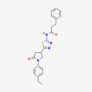 N-{5-[1-(4-ethylphenyl)-5-oxopyrrolidin-3-yl]-1,3,4-thiadiazol-2-yl}-3-phenylpropanamide