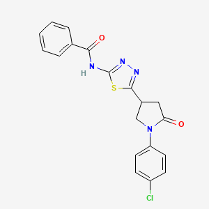 molecular formula C19H15ClN4O2S B11363582 N-{5-[1-(4-chlorophenyl)-5-oxopyrrolidin-3-yl]-1,3,4-thiadiazol-2-yl}benzamide 