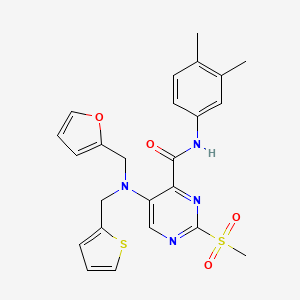 N-(3,4-dimethylphenyl)-5-[(furan-2-ylmethyl)(thiophen-2-ylmethyl)amino]-2-(methylsulfonyl)pyrimidine-4-carboxamide