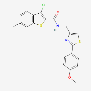 molecular formula C21H17ClN2O2S2 B11363654 3-chloro-N-{[2-(4-methoxyphenyl)-1,3-thiazol-4-yl]methyl}-6-methyl-1-benzothiophene-2-carboxamide 