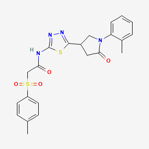 N-{5-[1-(2-methylphenyl)-5-oxopyrrolidin-3-yl]-1,3,4-thiadiazol-2-yl}-2-[(4-methylphenyl)sulfonyl]acetamide