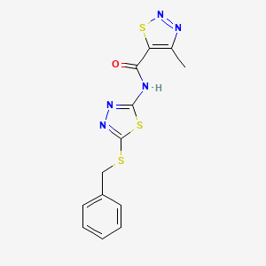 molecular formula C13H11N5OS3 B11363730 N-[5-(benzylsulfanyl)-1,3,4-thiadiazol-2-yl]-4-methyl-1,2,3-thiadiazole-5-carboxamide 