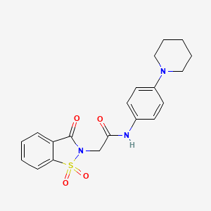 2-(1,1-dioxido-3-oxo-1,2-benzothiazol-2(3H)-yl)-N-[4-(piperidin-1-yl)phenyl]acetamide