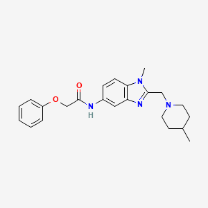 molecular formula C23H28N4O2 B11363760 N-{1-methyl-2-[(4-methylpiperidin-1-yl)methyl]-1H-benzimidazol-5-yl}-2-phenoxyacetamide 