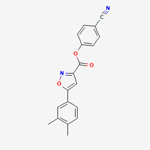 molecular formula C19H14N2O3 B11363803 4-Cyanophenyl 5-(3,4-dimethylphenyl)-1,2-oxazole-3-carboxylate 