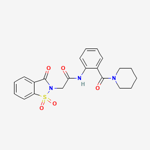 2-(1,1-dioxido-3-oxo-1,2-benzothiazol-2(3H)-yl)-N-[2-(piperidin-1-ylcarbonyl)phenyl]acetamide