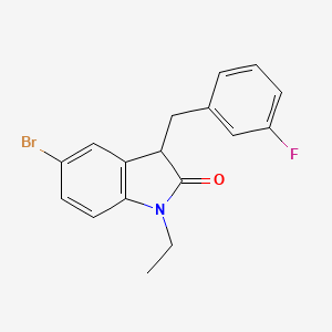 molecular formula C17H15BrFNO B11363827 5-bromo-1-ethyl-3-(3-fluorobenzyl)-1,3-dihydro-2H-indol-2-one 