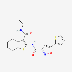 molecular formula C19H19N3O3S2 B11363892 N-[3-(ethylcarbamoyl)-4,5,6,7-tetrahydro-1-benzothiophen-2-yl]-5-(thiophen-2-yl)-1,2-oxazole-3-carboxamide 