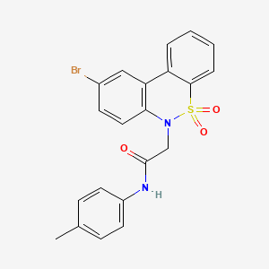 molecular formula C21H17BrN2O3S B11363919 2-(9-bromo-5,5-dioxido-6H-dibenzo[c,e][1,2]thiazin-6-yl)-N-(4-methylphenyl)acetamide 