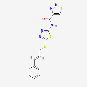 molecular formula C14H11N5OS3 B11363925 N-(5-{[(2E)-3-phenylprop-2-en-1-yl]sulfanyl}-1,3,4-thiadiazol-2-yl)-1,2,3-thiadiazole-4-carboxamide 