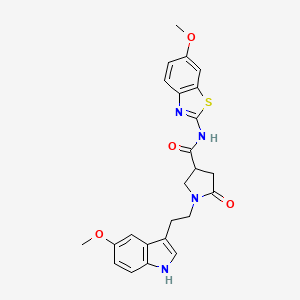 N-(6-methoxy-1,3-benzothiazol-2-yl)-1-[2-(5-methoxy-1H-indol-3-yl)ethyl]-5-oxopyrrolidine-3-carboxamide