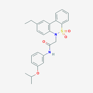 molecular formula C25H26N2O4S B11363963 2-(9-ethyl-5,5-dioxido-6H-dibenzo[c,e][1,2]thiazin-6-yl)-N-(3-isopropoxyphenyl)acetamide 