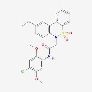 molecular formula C24H23ClN2O5S B11363978 N-(4-chloro-2,5-dimethoxyphenyl)-2-(9-ethyl-5,5-dioxido-6H-dibenzo[c,e][1,2]thiazin-6-yl)acetamide 