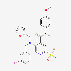 molecular formula C25H23FN4O5S B11364033 5-[(3-fluorobenzyl)(furan-2-ylmethyl)amino]-N-(4-methoxyphenyl)-2-(methylsulfonyl)pyrimidine-4-carboxamide 