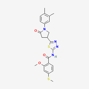 N-{5-[1-(3,4-dimethylphenyl)-5-oxopyrrolidin-3-yl]-1,3,4-thiadiazol-2-yl}-2-methoxy-4-(methylsulfanyl)benzamide