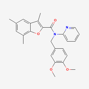 molecular formula C26H26N2O4 B11364103 N-(3,4-dimethoxybenzyl)-3,5,7-trimethyl-N-(pyridin-2-yl)-1-benzofuran-2-carboxamide 