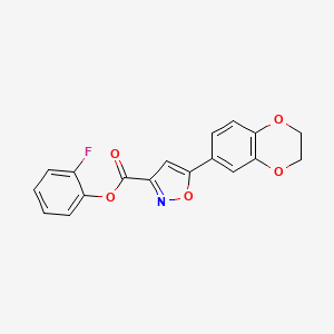 molecular formula C18H12FNO5 B11364187 2-Fluorophenyl 5-(2,3-dihydro-1,4-benzodioxin-6-yl)-1,2-oxazole-3-carboxylate 