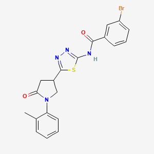 molecular formula C20H17BrN4O2S B11364208 3-bromo-N-{5-[1-(2-methylphenyl)-5-oxopyrrolidin-3-yl]-1,3,4-thiadiazol-2-yl}benzamide 