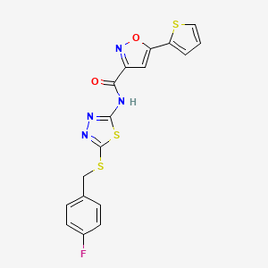 molecular formula C17H11FN4O2S3 B11364278 N-(5-{[(4-fluorophenyl)methyl]sulfanyl}-1,3,4-thiadiazol-2-yl)-5-(thiophen-2-yl)-1,2-oxazole-3-carboxamide 