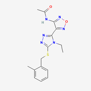 molecular formula C16H18N6O2S B11364363 N-(4-{4-ethyl-5-[(2-methylbenzyl)sulfanyl]-4H-1,2,4-triazol-3-yl}-1,2,5-oxadiazol-3-yl)acetamide 