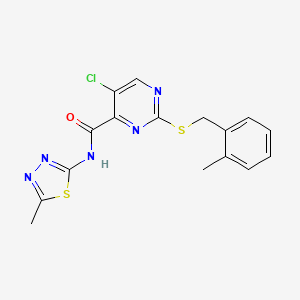 molecular formula C16H14ClN5OS2 B11364373 5-chloro-2-[(2-methylbenzyl)sulfanyl]-N-(5-methyl-1,3,4-thiadiazol-2-yl)pyrimidine-4-carboxamide 