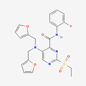 molecular formula C23H21FN4O5S B11364374 5-[bis(furan-2-ylmethyl)amino]-2-(ethylsulfonyl)-N-(2-fluorophenyl)pyrimidine-4-carboxamide 