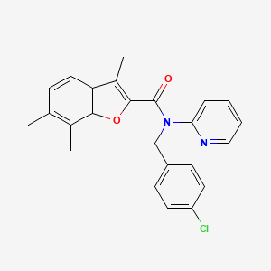 molecular formula C24H21ClN2O2 B11364381 N-(4-chlorobenzyl)-3,6,7-trimethyl-N-(pyridin-2-yl)-1-benzofuran-2-carboxamide 