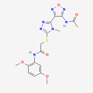 molecular formula C17H19N7O5S B11364389 2-({5-[4-(acetylamino)-1,2,5-oxadiazol-3-yl]-4-methyl-4H-1,2,4-triazol-3-yl}sulfanyl)-N-(2,5-dimethoxyphenyl)acetamide 