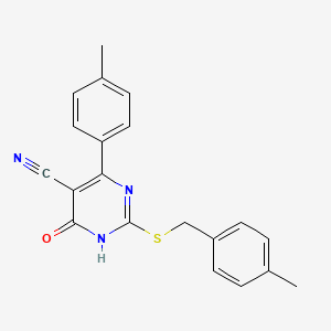 4-(4-Methylphenyl)-2-{[(4-methylphenyl)methyl]sulfanyl}-6-oxo-1,6-dihydropyrimidine-5-carbonitrile