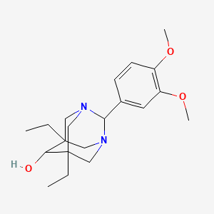 2-(3,4-Dimethoxyphenyl)-5,7-diethyl-1,3-diazatricyclo[3.3.1.1~3,7~]decan-6-ol